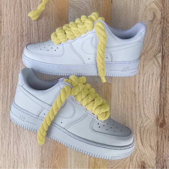 Nike Air Force 1 Chunky Rope Yellow Laces AF1s Fat Rope - Picture 2 of 2